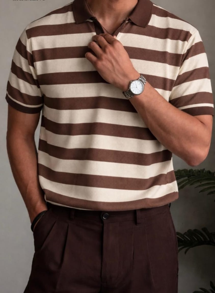 Old money johnny collar knitted polo