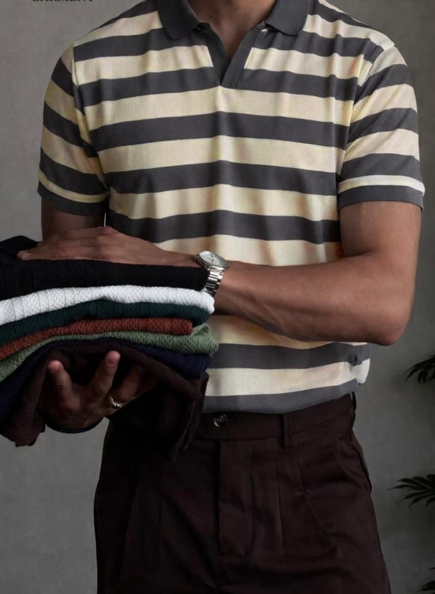 Old money johnny collar knitted polo