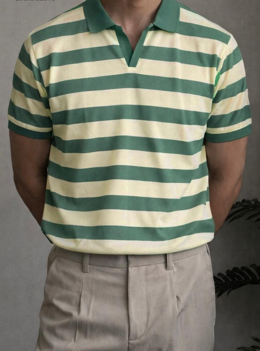 Old money johnny collar knitted polo