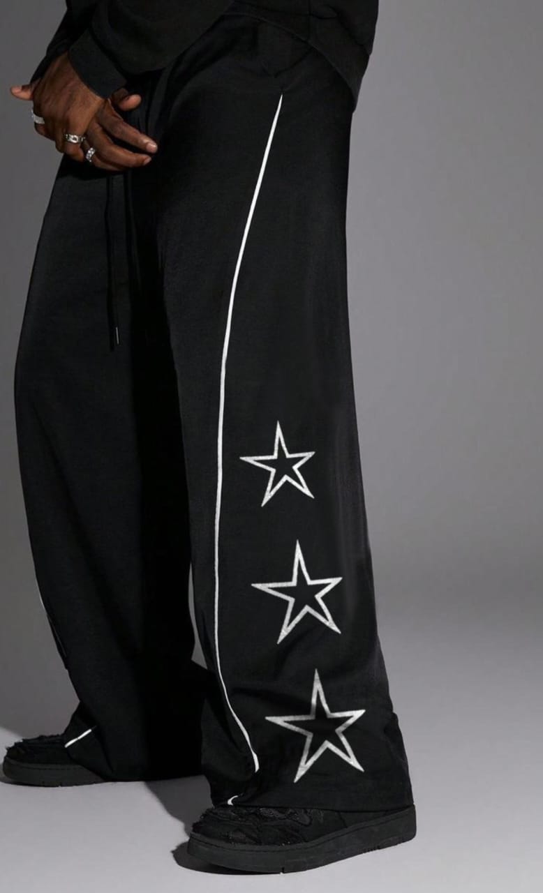 Side Star printed wideleg trousers