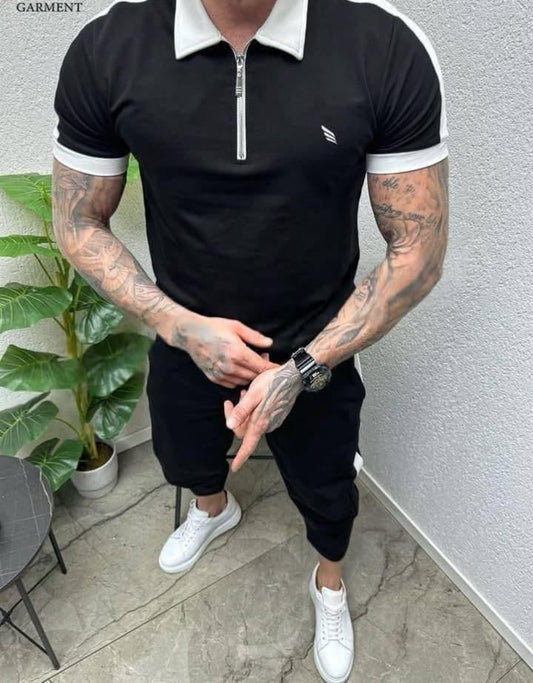 Zip style contrast colour track suit